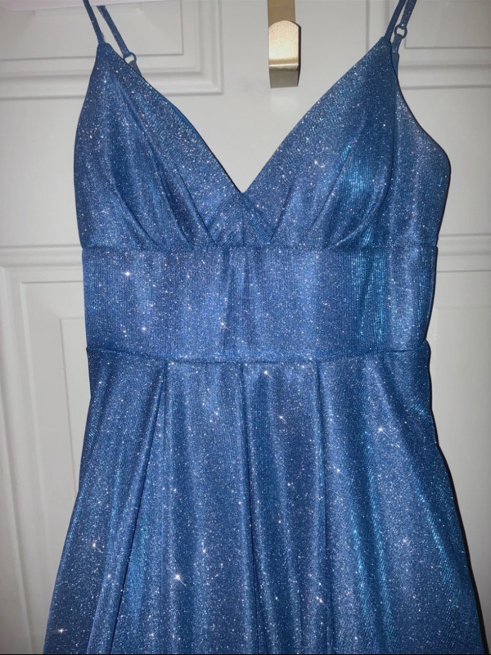 B Darlin Sparkle Blue Strapless Party Dress